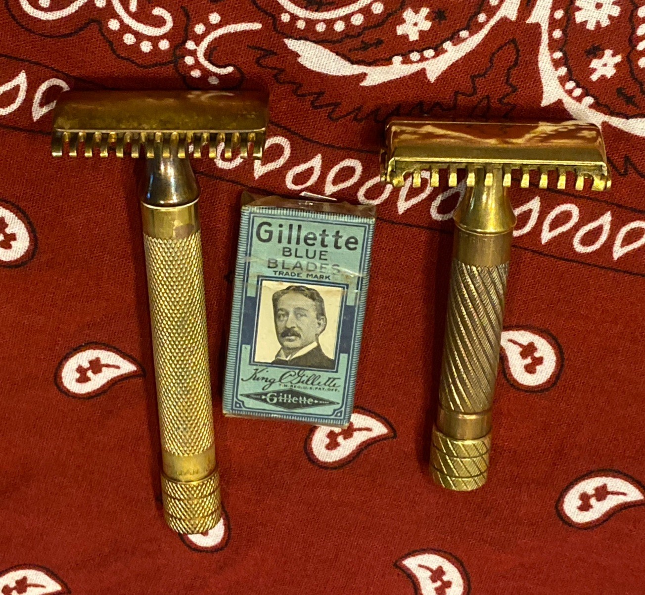 1930s Era Antique Vintage Gillette Aristocrat TTO Razor & 3-piece Big Fellow