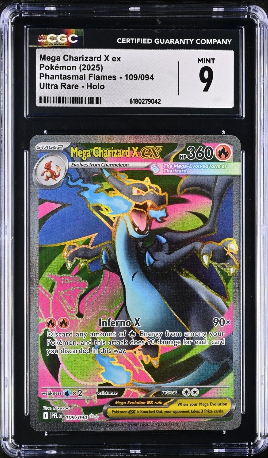 Pokémon TCG Mega Charizard X EX Secret Rare #109 2015 CGC 9 Mint Holo Pokémon TCG Mega Charizard X EX Secret Rare #109 2015 CGC 9 Mint Holo
