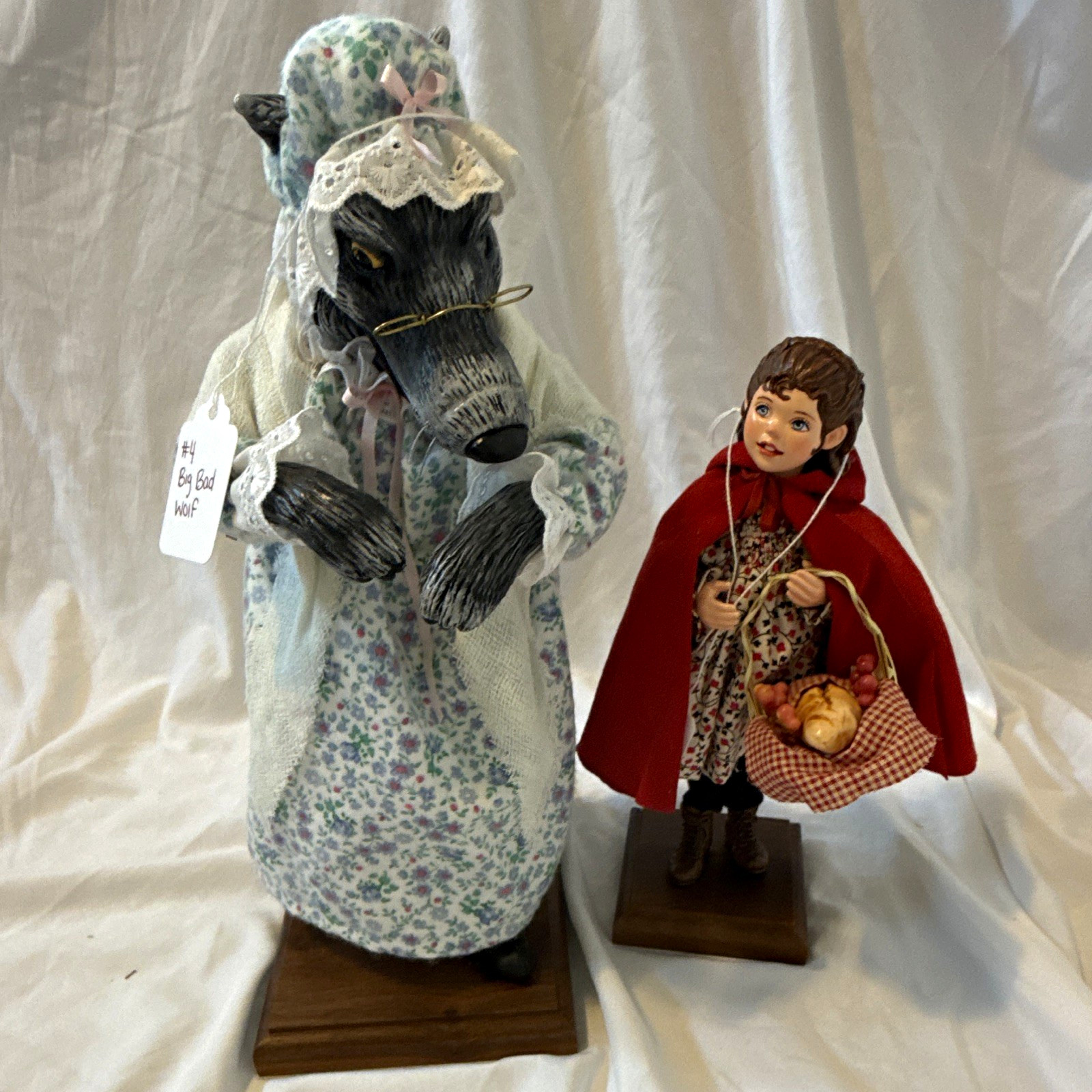 Simpich Little Red Riding Hood & Big Bad Wolf Figurines Set 2 Handmade 2004 Simpich Little Red Riding Hood & Big Bad Wolf Figurines Set 2 Handmade 2004