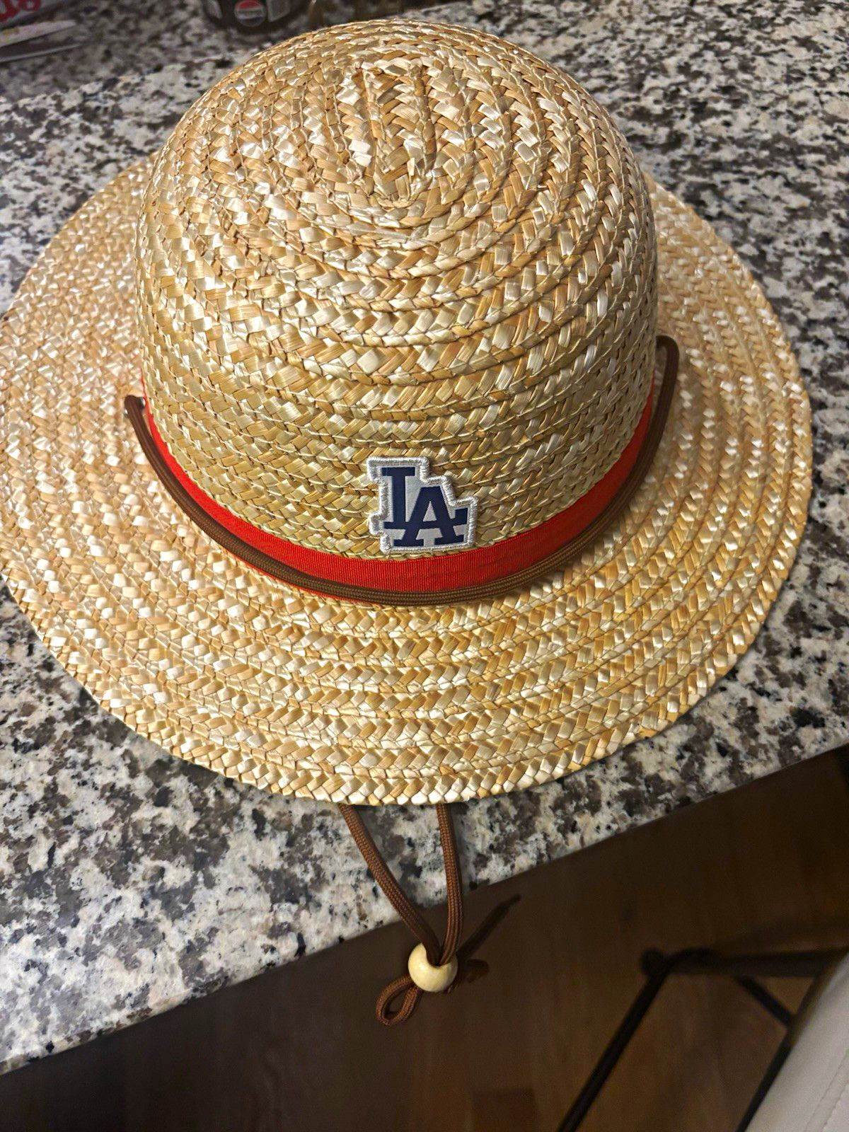 ONE PIECE Los Angeles Dodgers MLB Beige Straw Hat Red Band LA Patch ONE PIECE Los Angeles Dodgers MLB Beige Straw Hat Red Band LA Patch