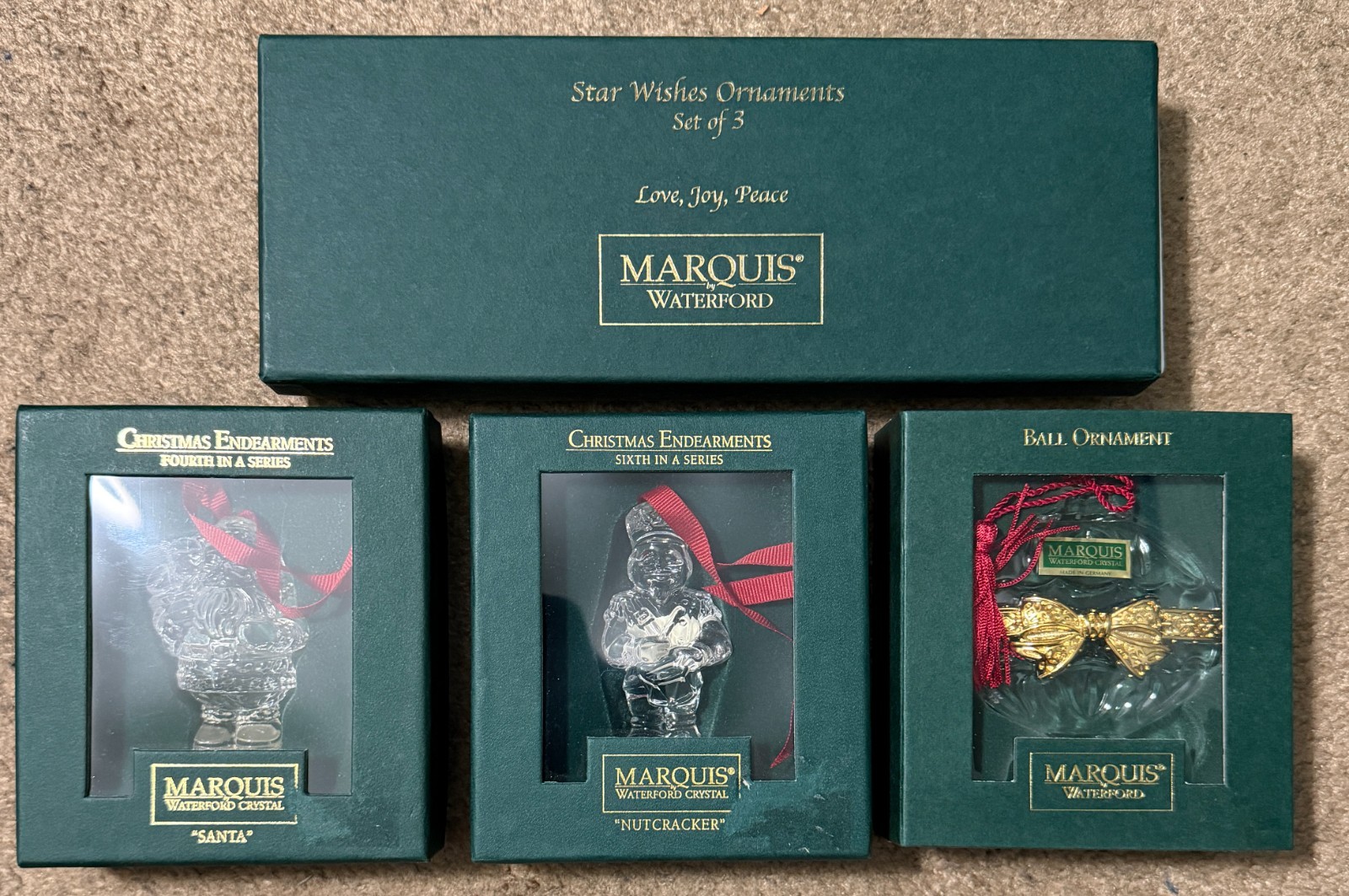 Marquis Waterford Crystal Christmas Ornaments Lot of 6 Santa Ball Nutcracker NIB