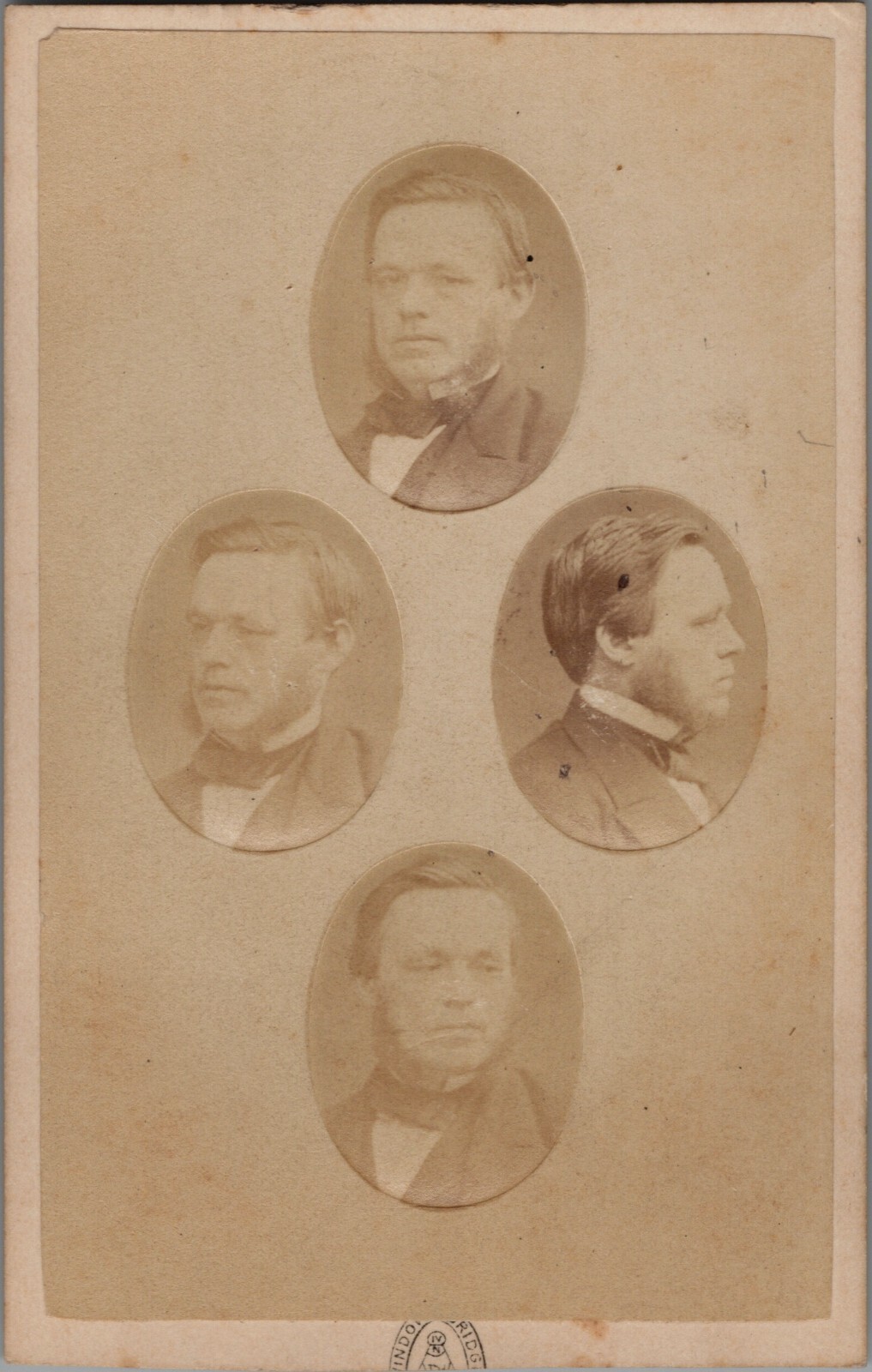 Antique CDV Photo Gentleman in 4 Poses, hand applied Carte de visite 1870s RARE Antique CDV Photo Gentleman in 4 Poses, hand applied Carte de visite 1870s RARE