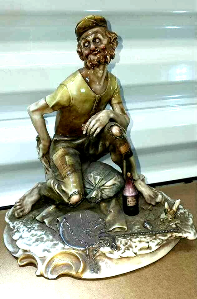 Antique Antonio Borsato Porcelain Figurine, The Drunk, 8\