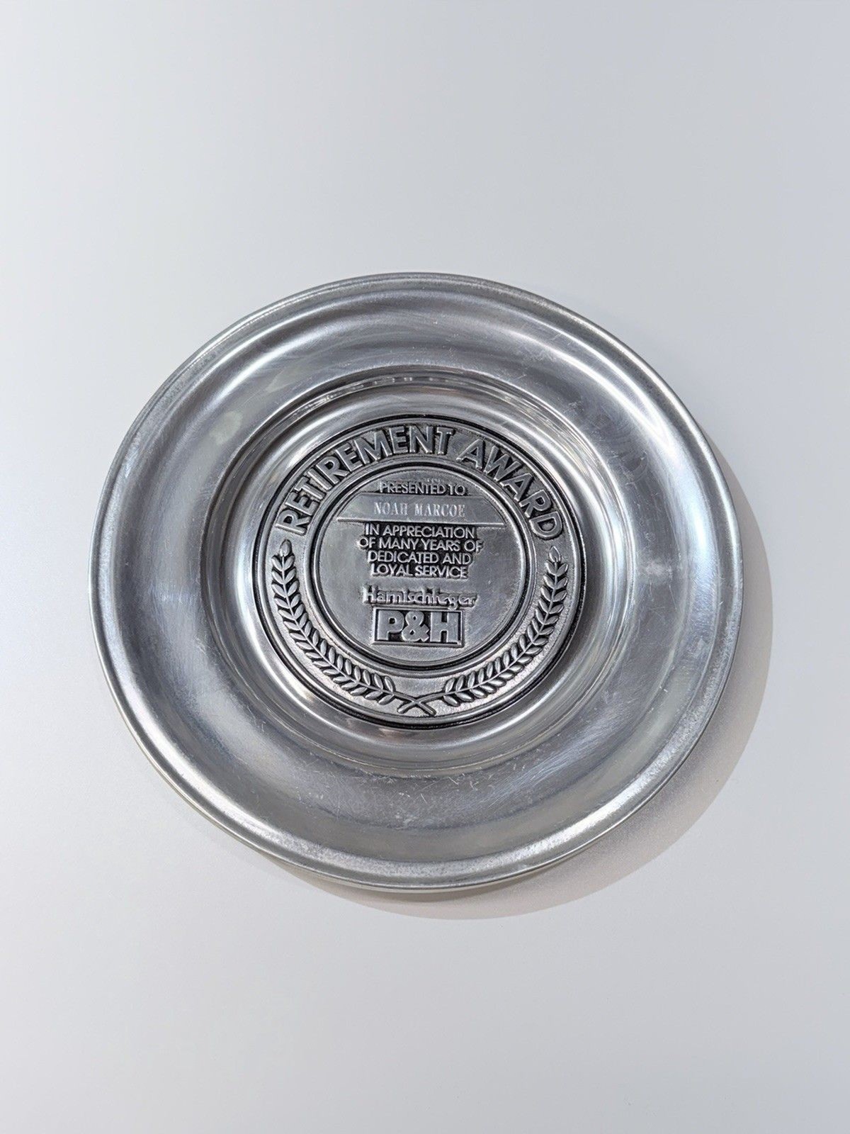 HTF Vtg P & H Harnischfeger Retirement Award 11'' Plate Advertising RWP EMPLOYEE HTF Vtg P & H Harnischfeger Retirement Award 11'' Plate Advertising RWP EMPLOYEE