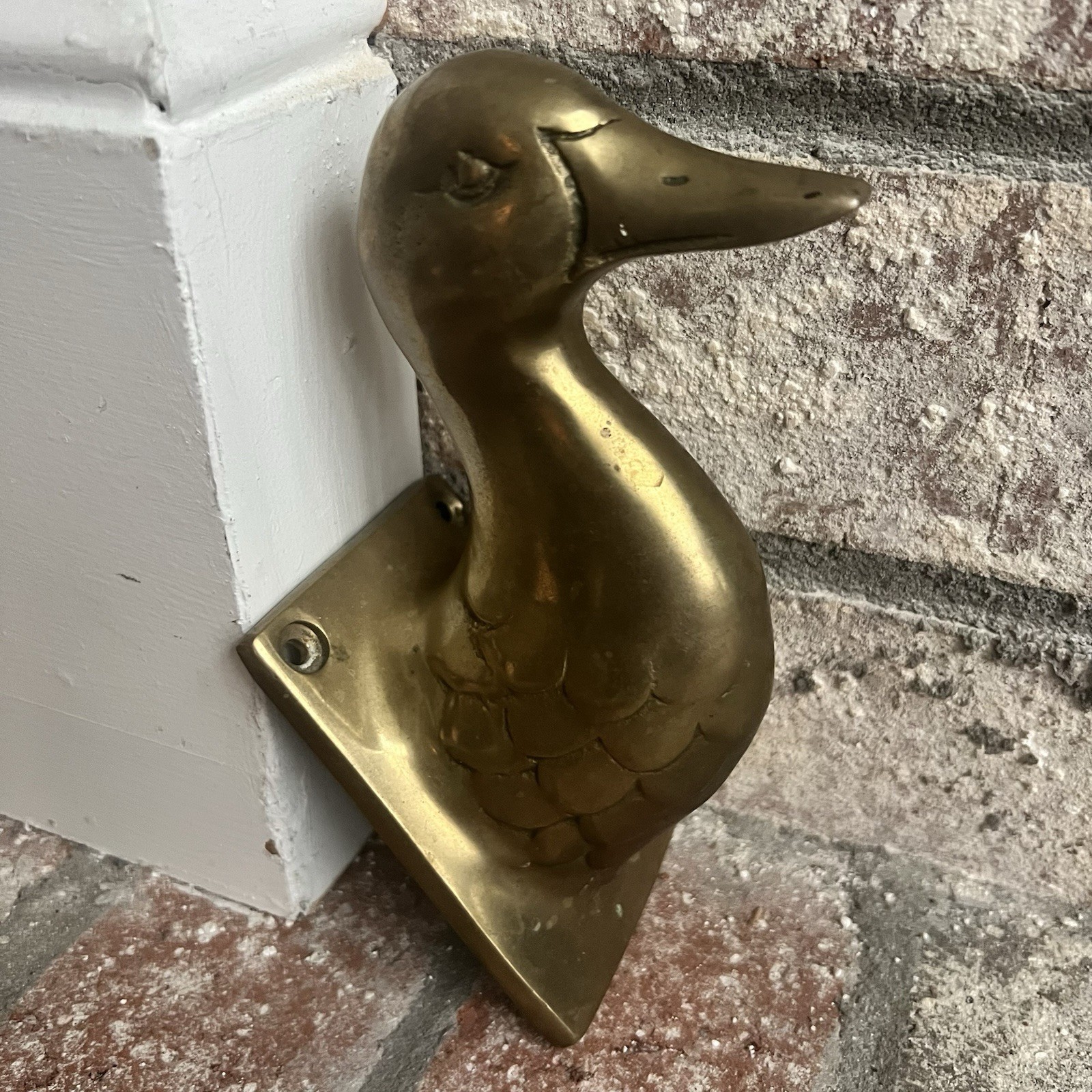 VTG NICE MCM Heavy Brass Duck Fowl Bird Entryway Hook Wall Mount Coat Hat Hook
