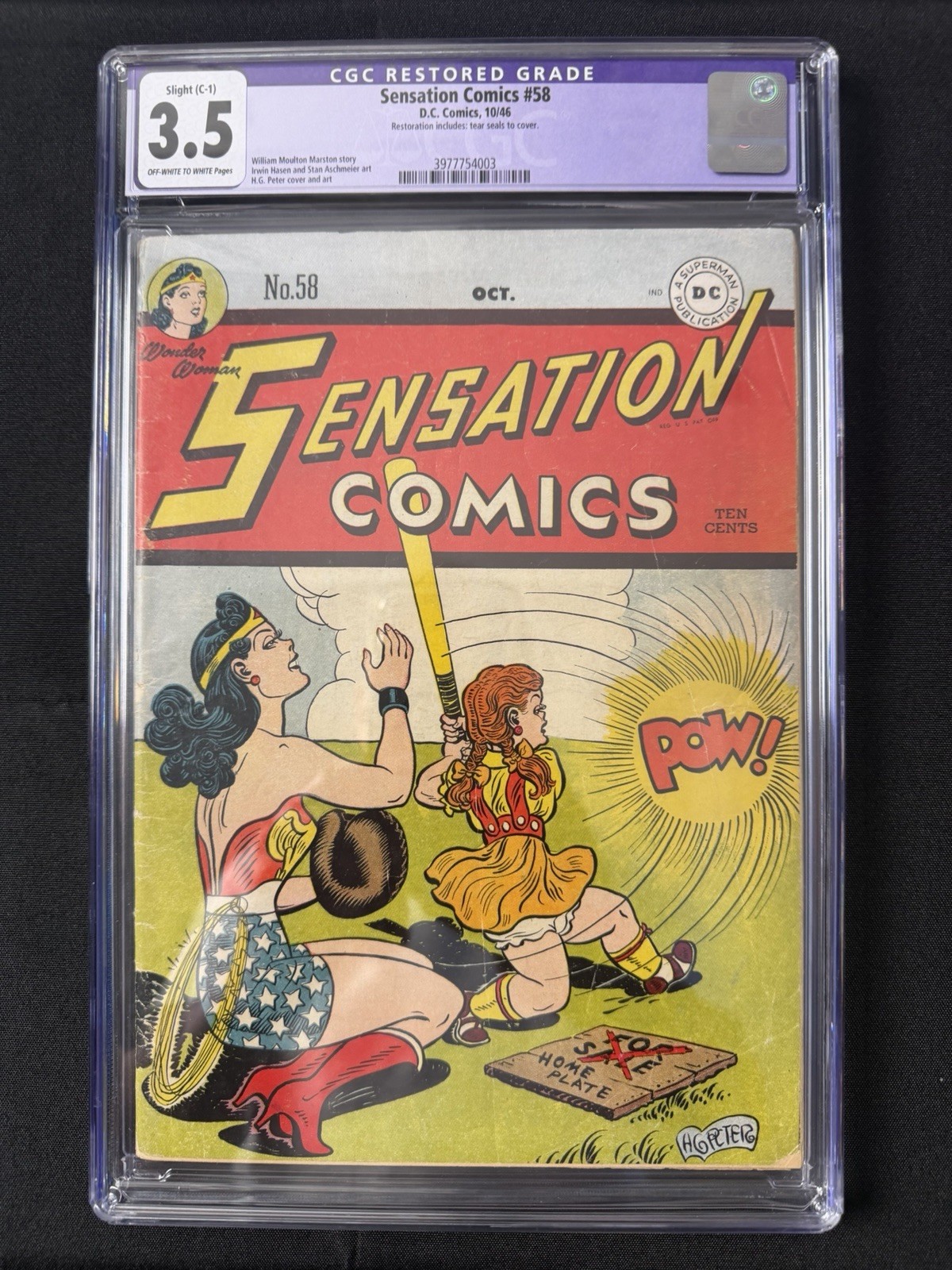 Sensation Comics #58 (1946) CGC 3.5 Restored C-1 Golden Age Wonder Woman DC Sensation Comics #58 (1946) CGC 3.5 Restored C-1 Golden Age Wonder Woman DC