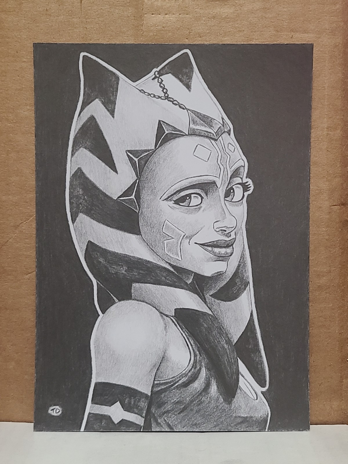 Ahsoka Tano Graphite Pencil Sketch Card Art 5x7 inches. Ahsoka Tano Graphite Pencil Sketch Card Art 5x7 inches.