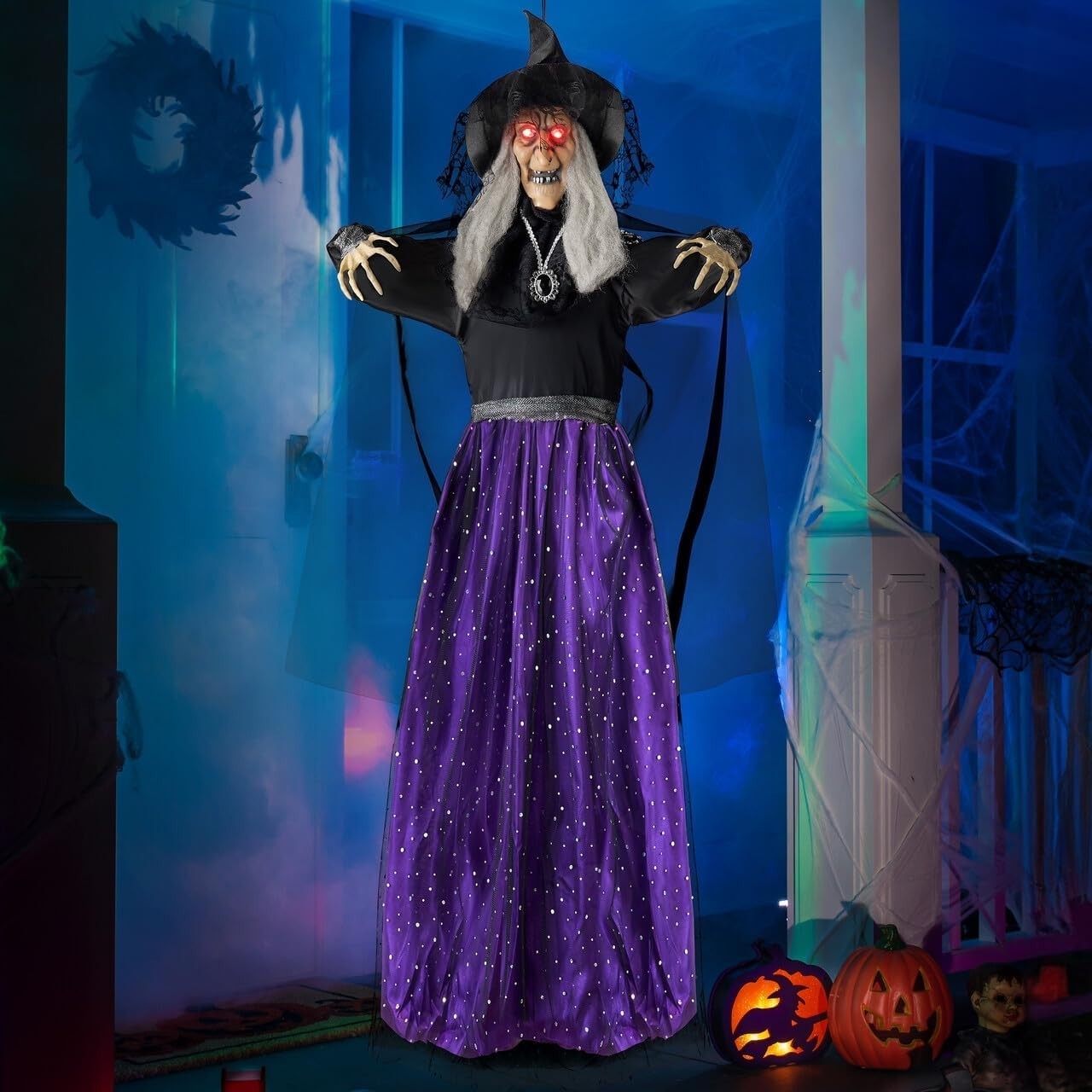 47” Animated Witch Halloween Decorations Outdoor Indoor, Scary Halloween Animatr 47” Animated Witch Halloween Decorations Outdoor Indoor, Scary Halloween Animatr