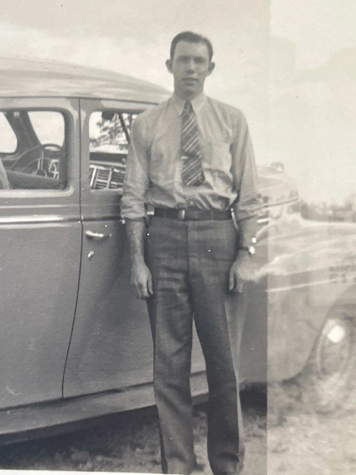 1930s Chevrolet Sedan Man Vintage Auto Photo 1930s Chevrolet Sedan Man Vintage Auto Photo