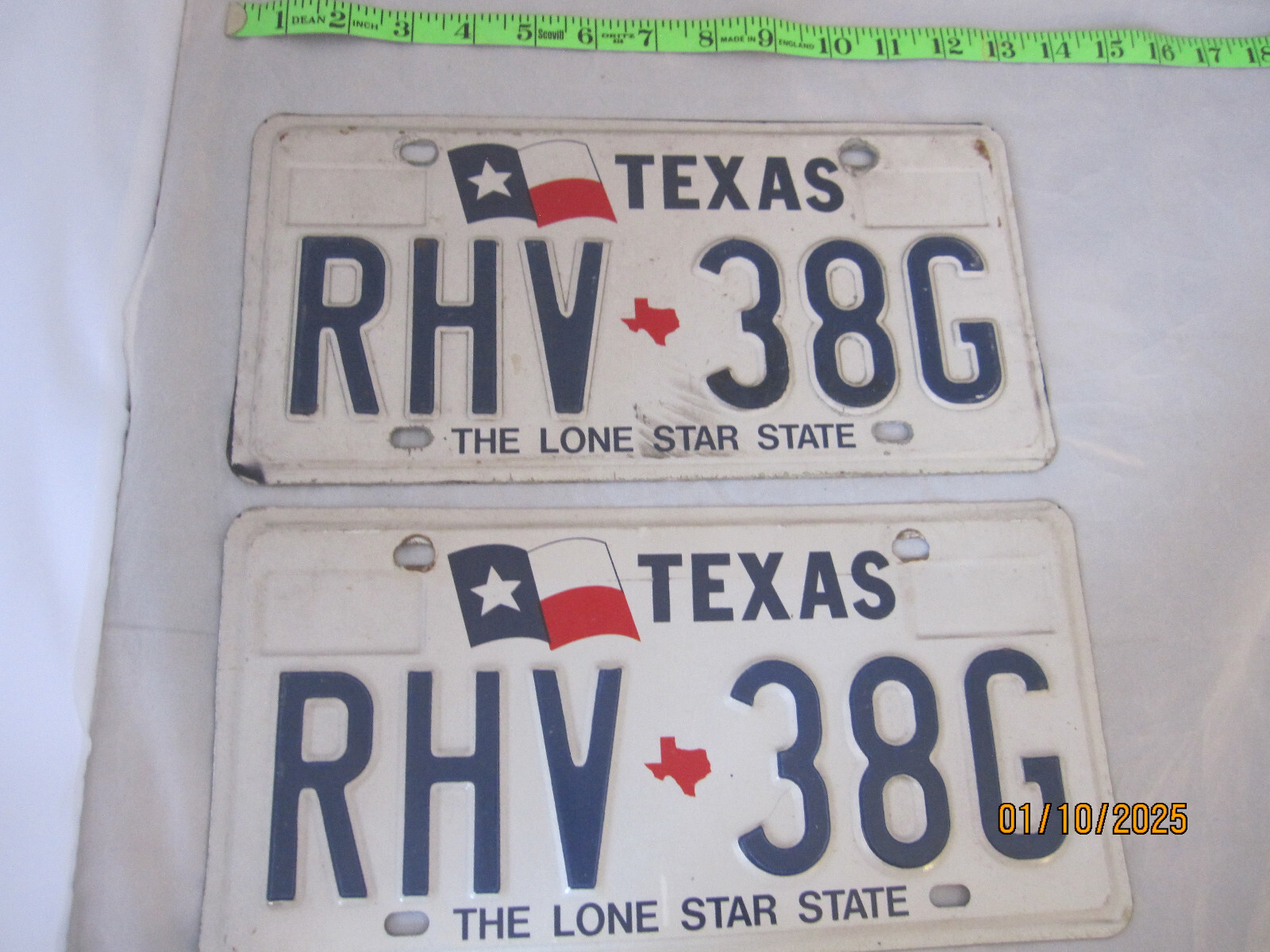 Pair Texas License Plate 1992-1995/The Lone Star State/#RHV-38G nice Pair Texas License Plate 1992-1995/The Lone Star State/#RHV-38G nice
