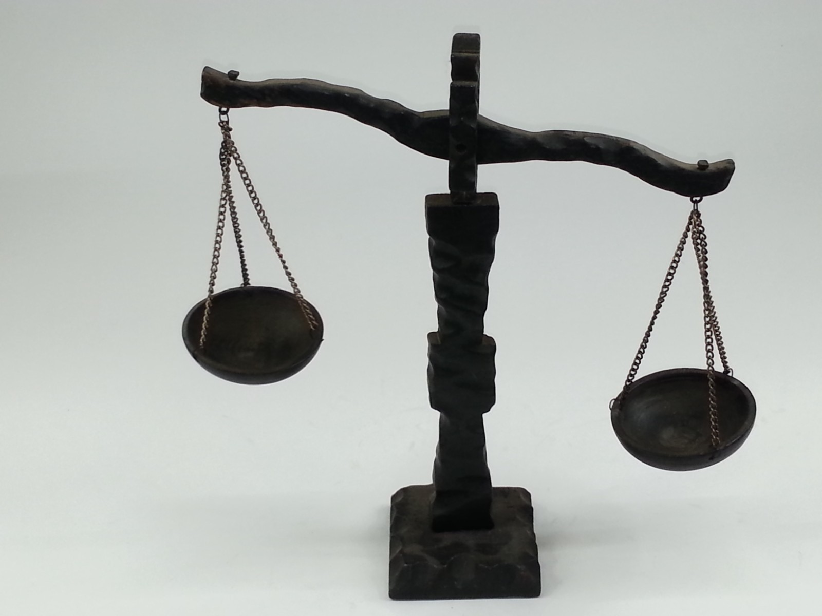 Vintage 1970s Mediterranean Spanish Revival Wood Weigh Scale Candleholder