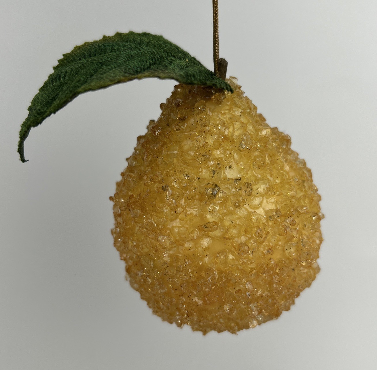 Vtg Set of (6) Sugar Beaded Golden Pear Christmas Tree Ornaments Sparkle Glitter Vtg Set of (6) Sugar Beaded Golden Pear Christmas Tree Ornaments Sparkle Glitter