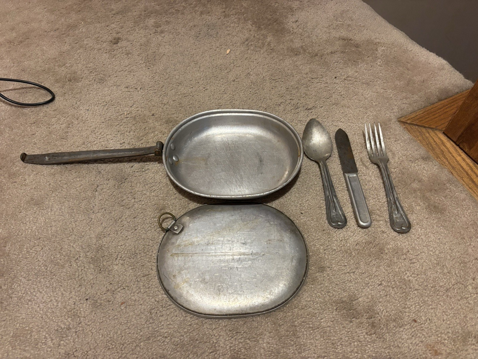 ORIGINAL WWI WWII US ARMY M1910 MESS KIT W 3 UTENSILS-DATED 1917, NAMED, ORIGINAL WWI WWII US ARMY M1910 MESS KIT W 3 UTENSILS-DATED 1917, NAMED,