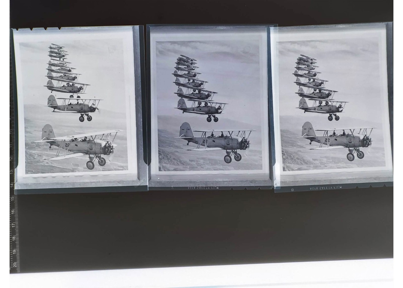 1930s US Navy Stearman Biplane Air Formation Negatives (3) Agfa Safety Film OOAK