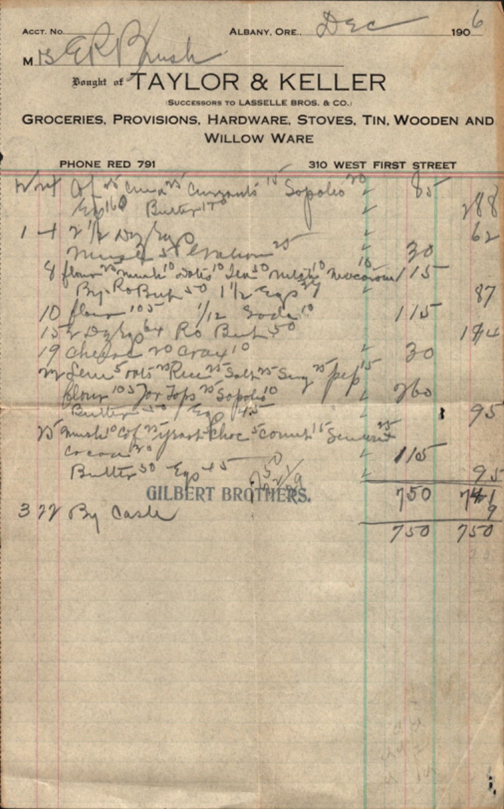 1906 Antique General Store Billhead Receipt Ephemera Albany Oregon Groceries 1906 Antique General Store Billhead Receipt Ephemera Albany Oregon Groceries