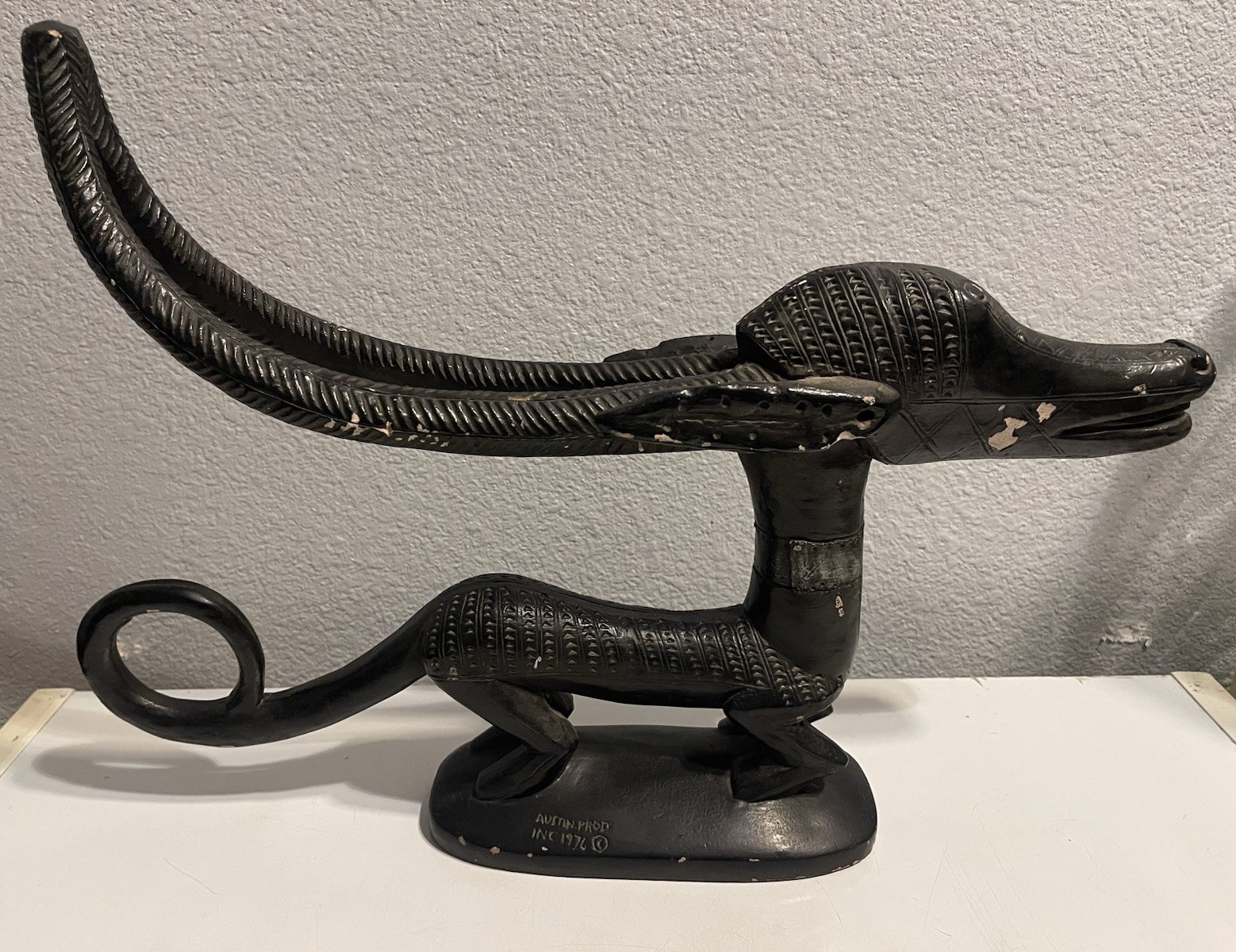 Vintage 1976 Austin Productions Chi Wara Antelope Statue African Brutalist MCM