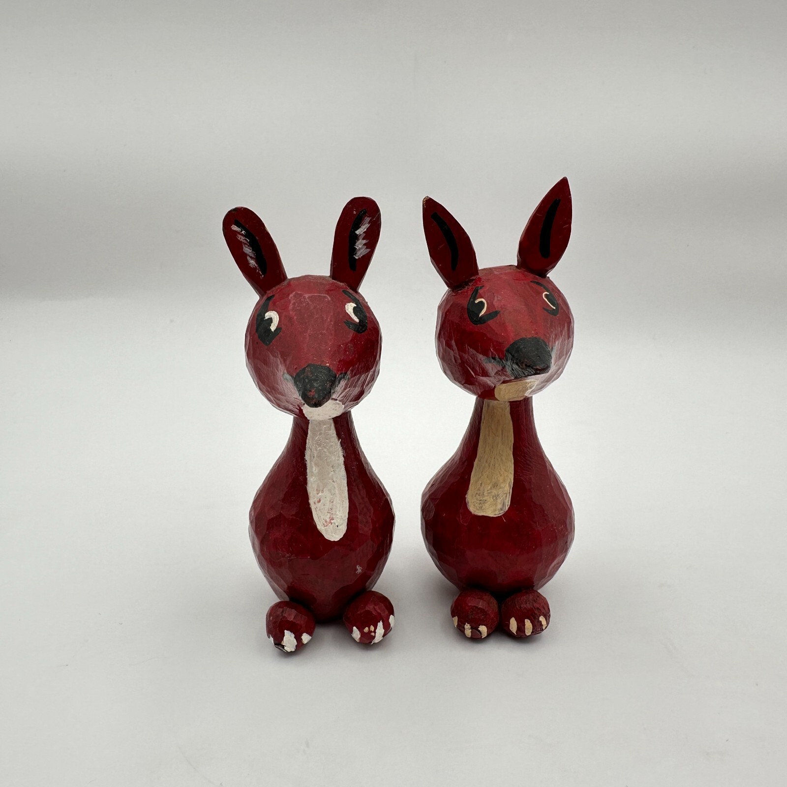 Vtg Mid Century Gunnar Ander Style Fox Rabbit Animal Set 2 Painted Wood Deco Vtg Mid Century Gunnar Ander Style Fox Rabbit Animal Set 2 Painted Wood Deco