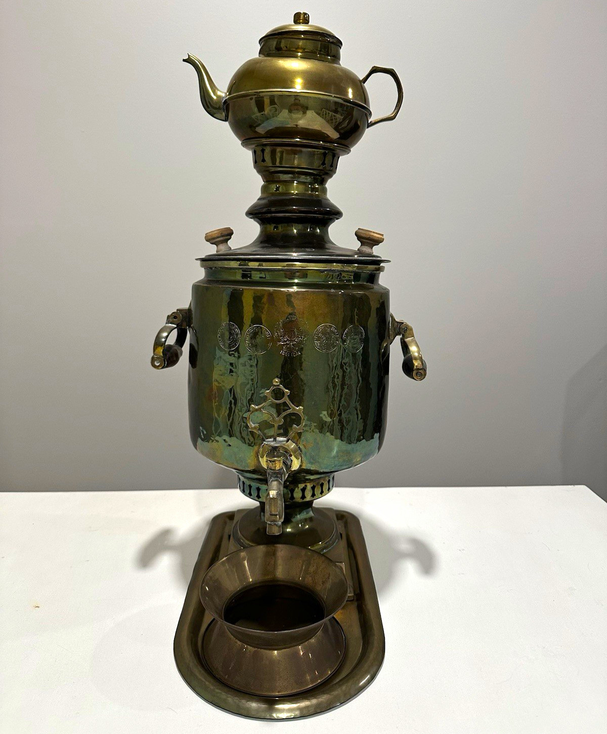 Antique Russian Brass Samovar Tula. 1851 19th Century Antique Russian Brass Samovar Tula. 1851 19th Century