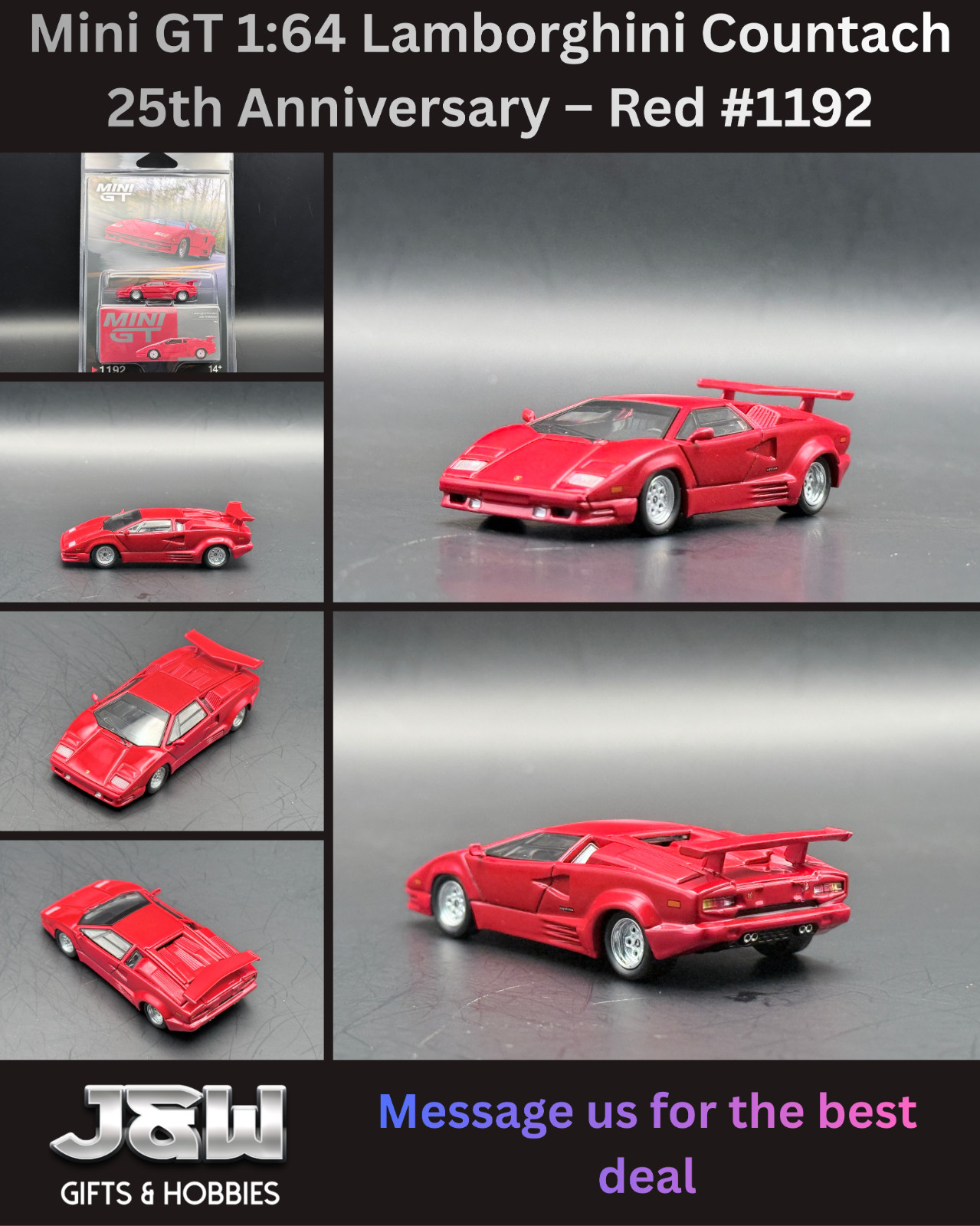 Mini GT Lamborghini Countach 25th Anniversary – Red #1192 1/64 Mini GT Lamborghini Countach 25th Anniversary – Red #1192 1/64
