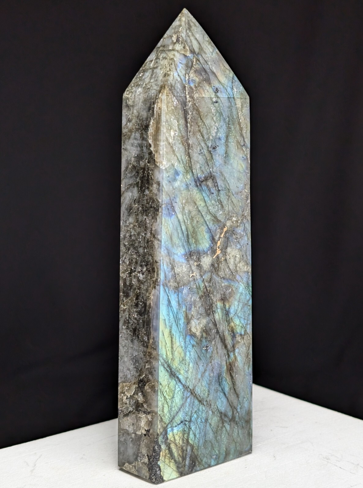 Labradorite Tower Amazing Flash Crystal Gemstone Tall Big Point Chakra Wand