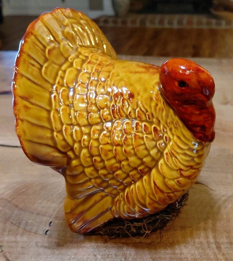 Vintage Ceramic Turkey Thanksgiving Centerpiece Fall Harvest Table Decor