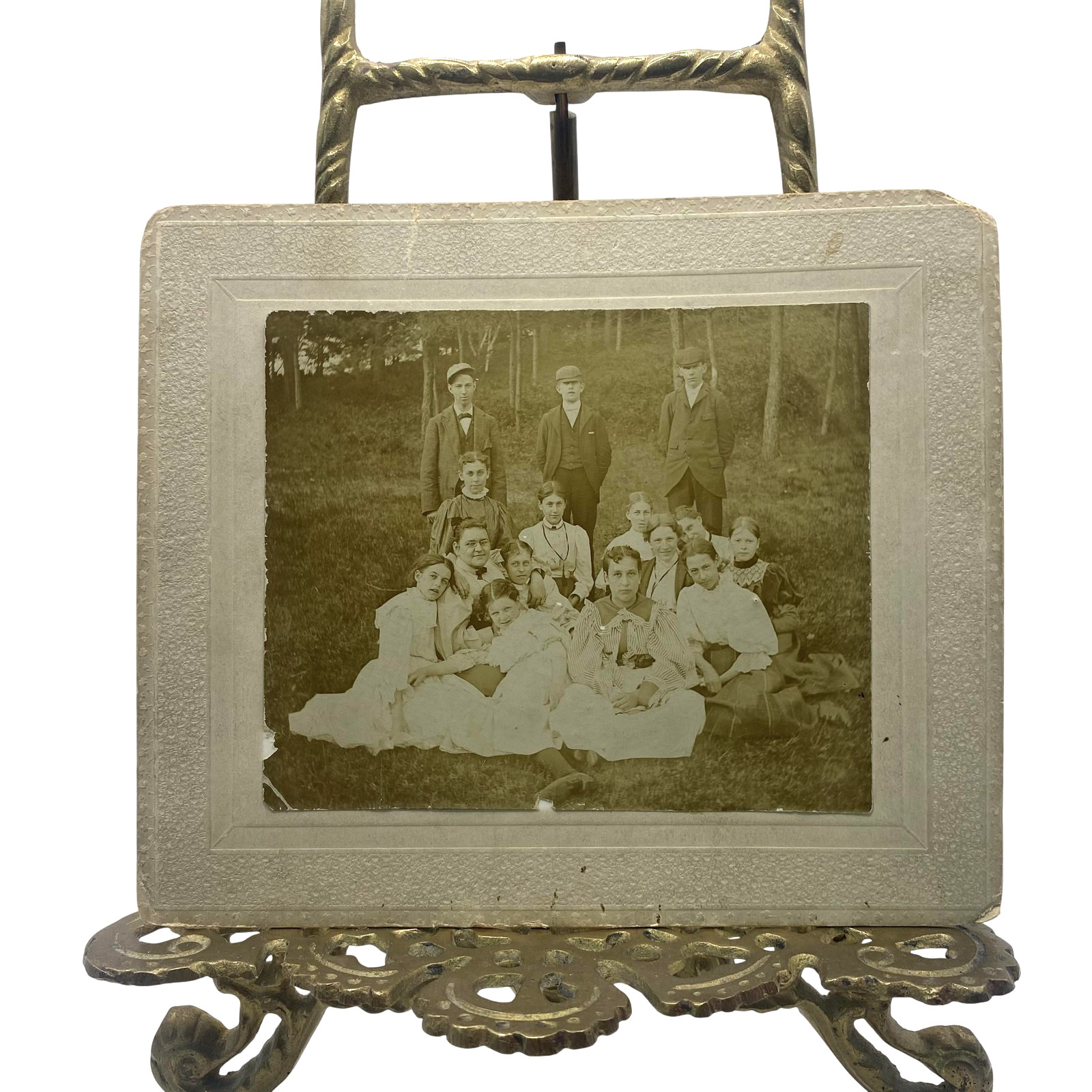 Vintage 1897 Hooksett Pinnacle Youth Group Cabinet Card Photo Sepia Orig Vintage 1897 Hooksett Pinnacle Youth Group Cabinet Card Photo Sepia Orig