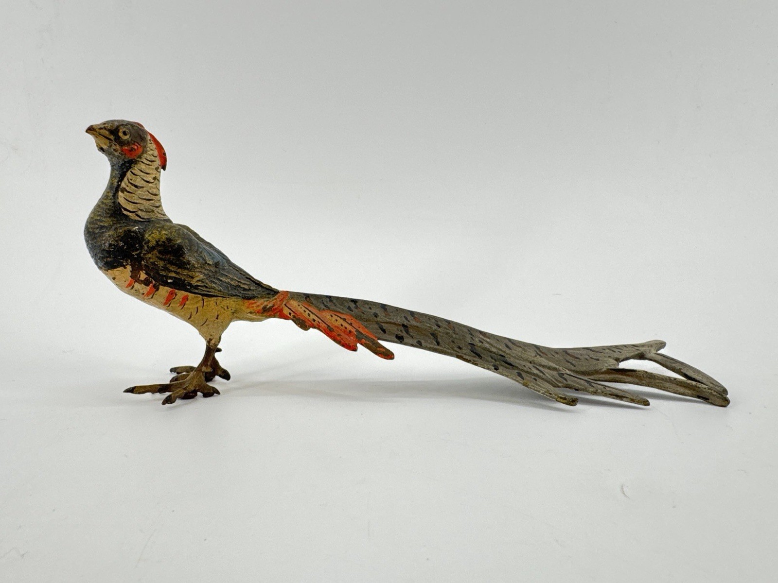 Antique Austrian cold-painted bronze pheasant figurine Antique Austrian cold-painted bronze pheasant figurine