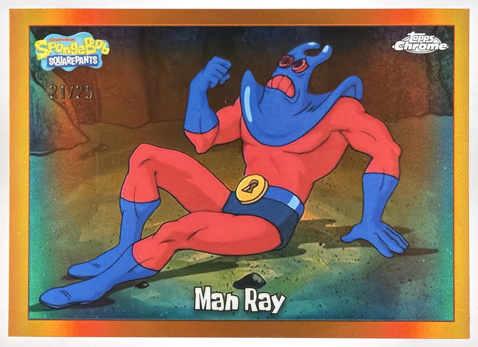 2025 Topps Chrome SpongeBob SquarePants Man Ray Orange Refractor /25 #8