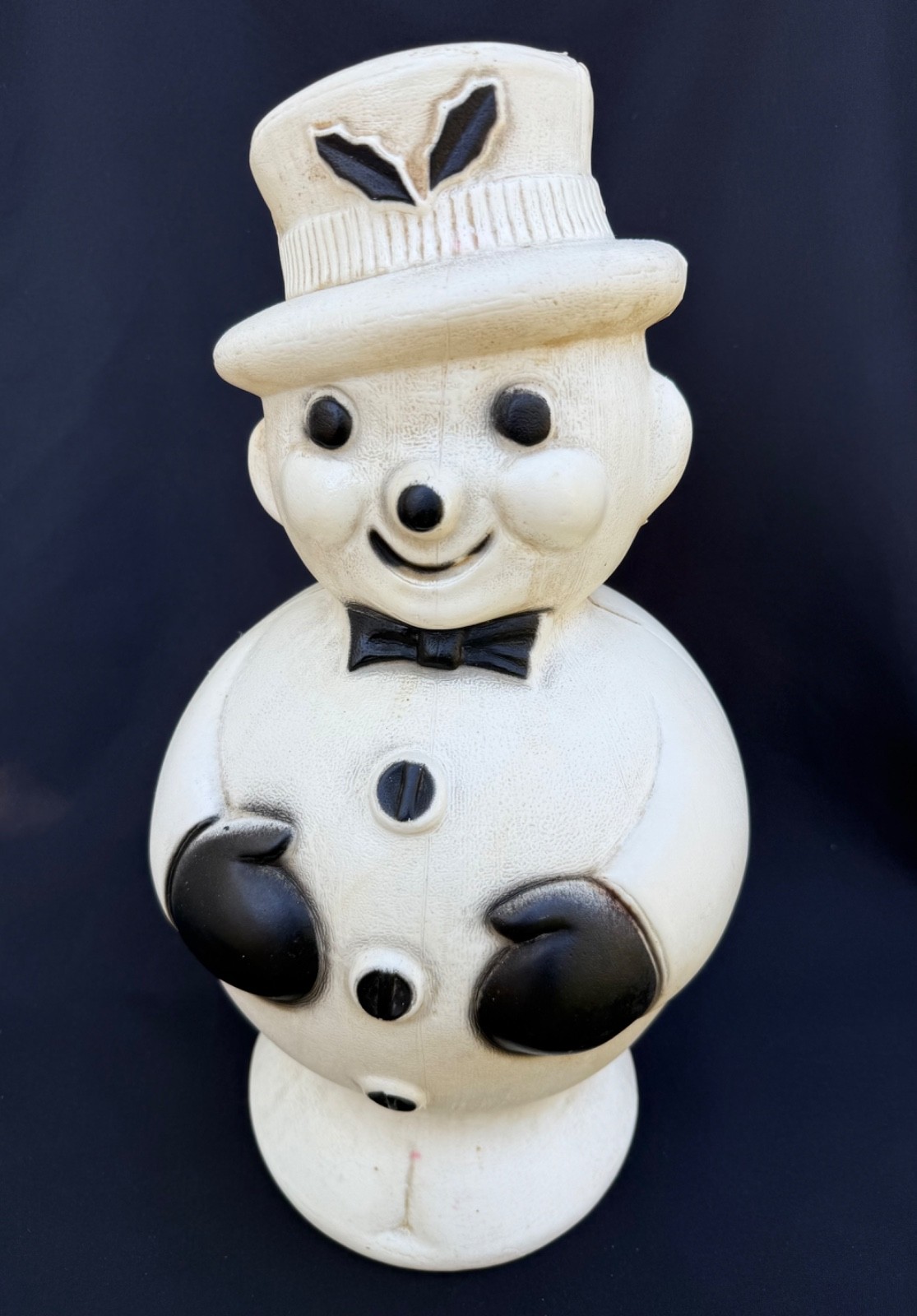 Vtg Rare Frosty The Snowman Blow Mold Christmas Black White Snow Man