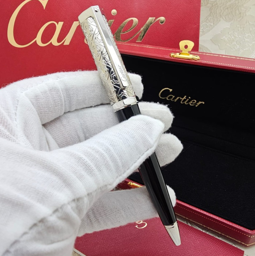 HOT Cartier Luxury Black Silver Ballpoint Pen Executive Gift Box New Elegant HOT Cartier Luxury Black Silver Ballpoint Pen Executive Gift Box New Elegant