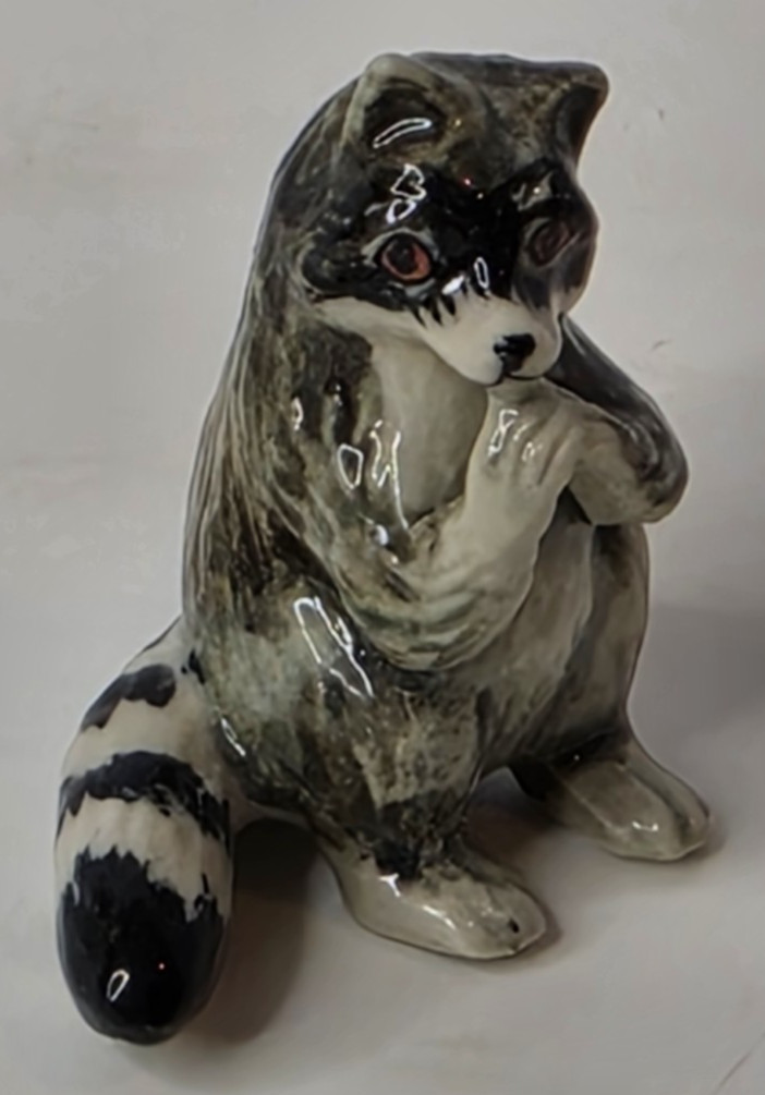 Raccoon Sitting With Paws Up Klima Miniature Porcelain Animal