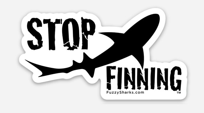 Stop Shark Finning Awareness Logo Bumper Sticker, Save the Sharks, 5" x 2.74"