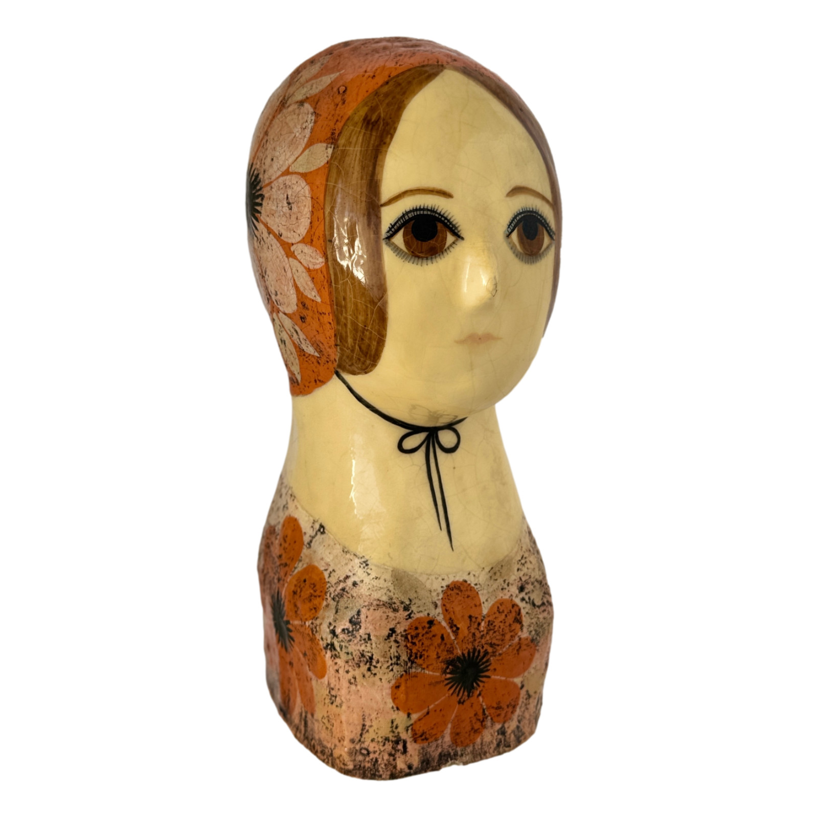 Vintage Gemma Taccogna Mexico Papier Mache Female Bust Folk Art Signed 9.75" Vintage Gemma Taccogna Mexico Papier Mache Female Bust Folk Art Signed 9.75"