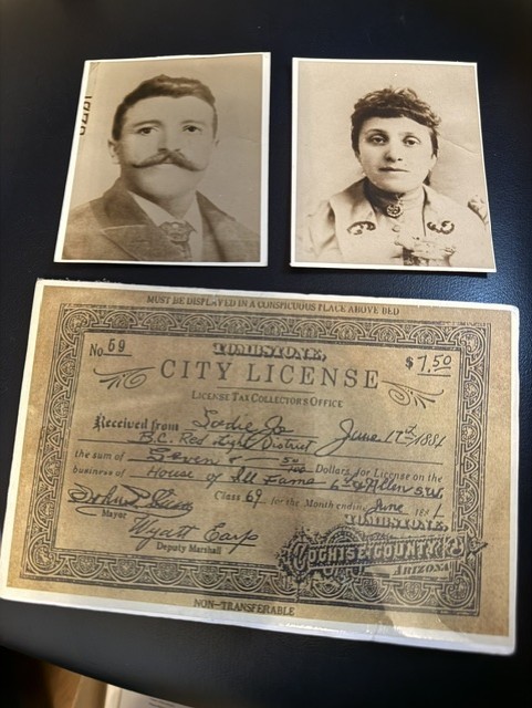 WYATT EARP & BIG NOSE KATE Vintage Photos + Tombstone Brothel License by Earp
