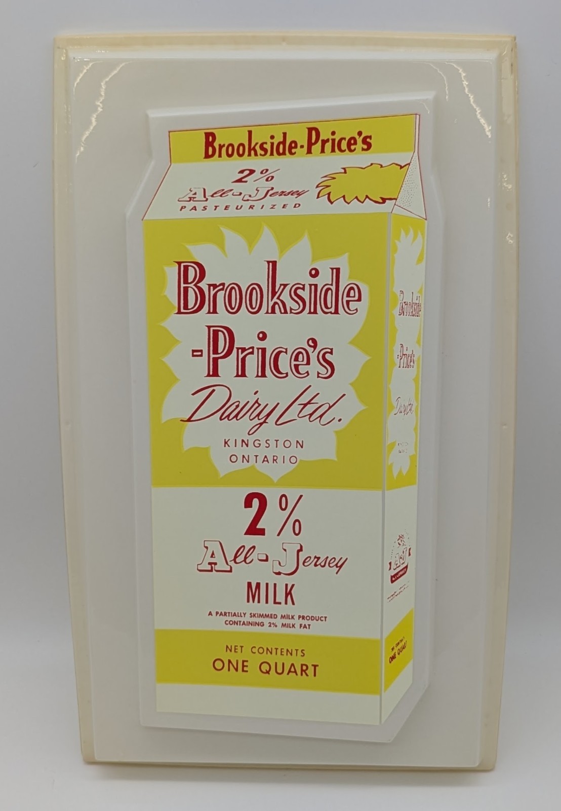 Vtg Brookside Price's Dairy Plastic Advertising Sign Lighted Front Kingston ON