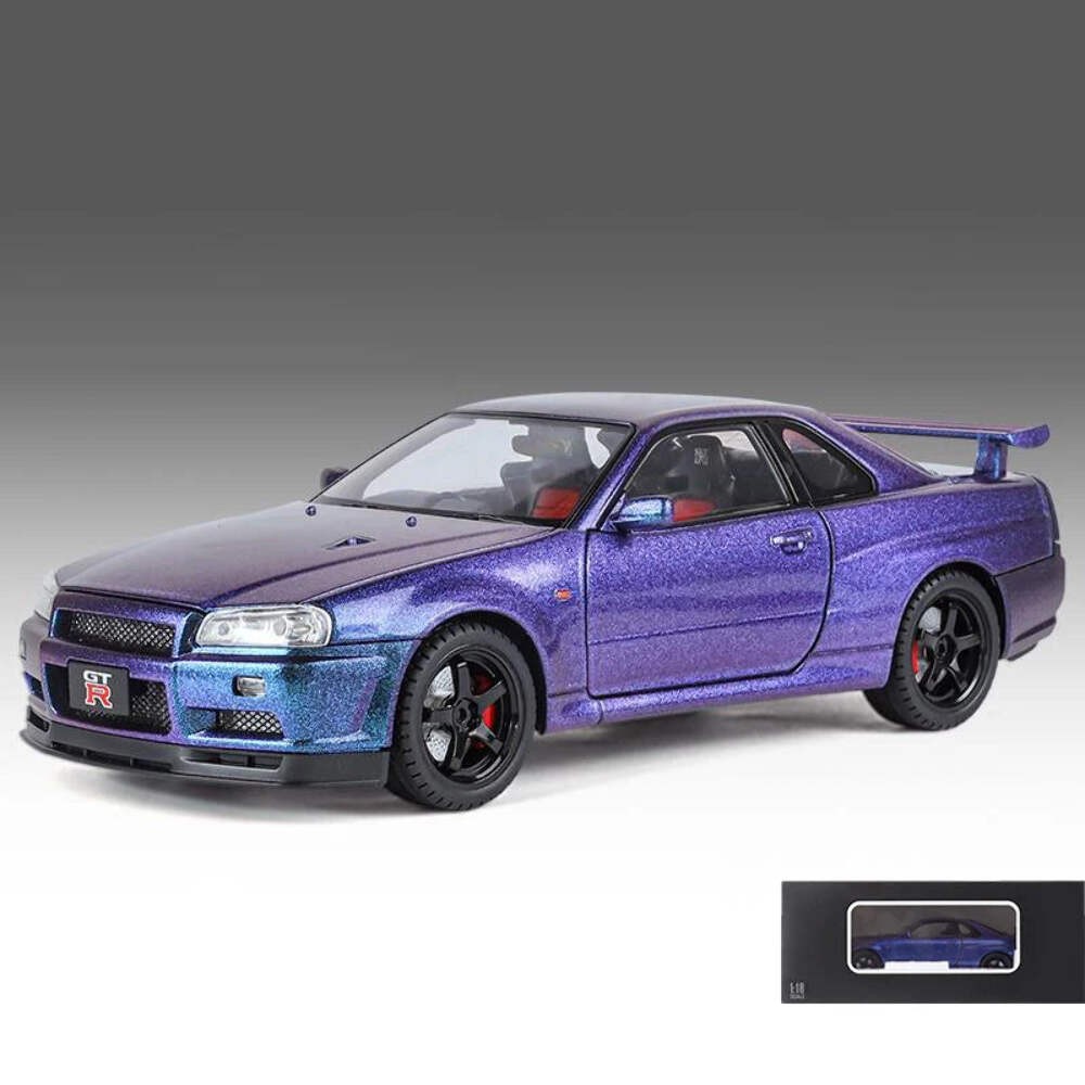 1:18 Nissan GTR R34 Skyline Supercar Alloy Metal Diecast Model Car Sound & Light 1:18 Nissan GTR R34 Skyline Supercar Alloy Metal Diecast Model Car Sound & Light
