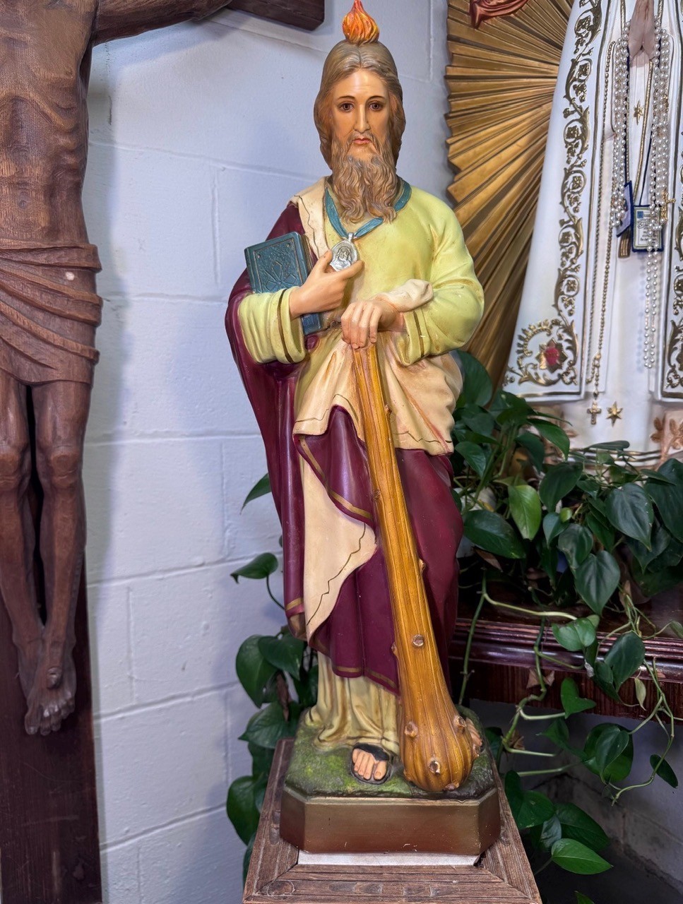 Vintage 1960s St. Jude Statue | 26.5" Large Catholic Religious Figure