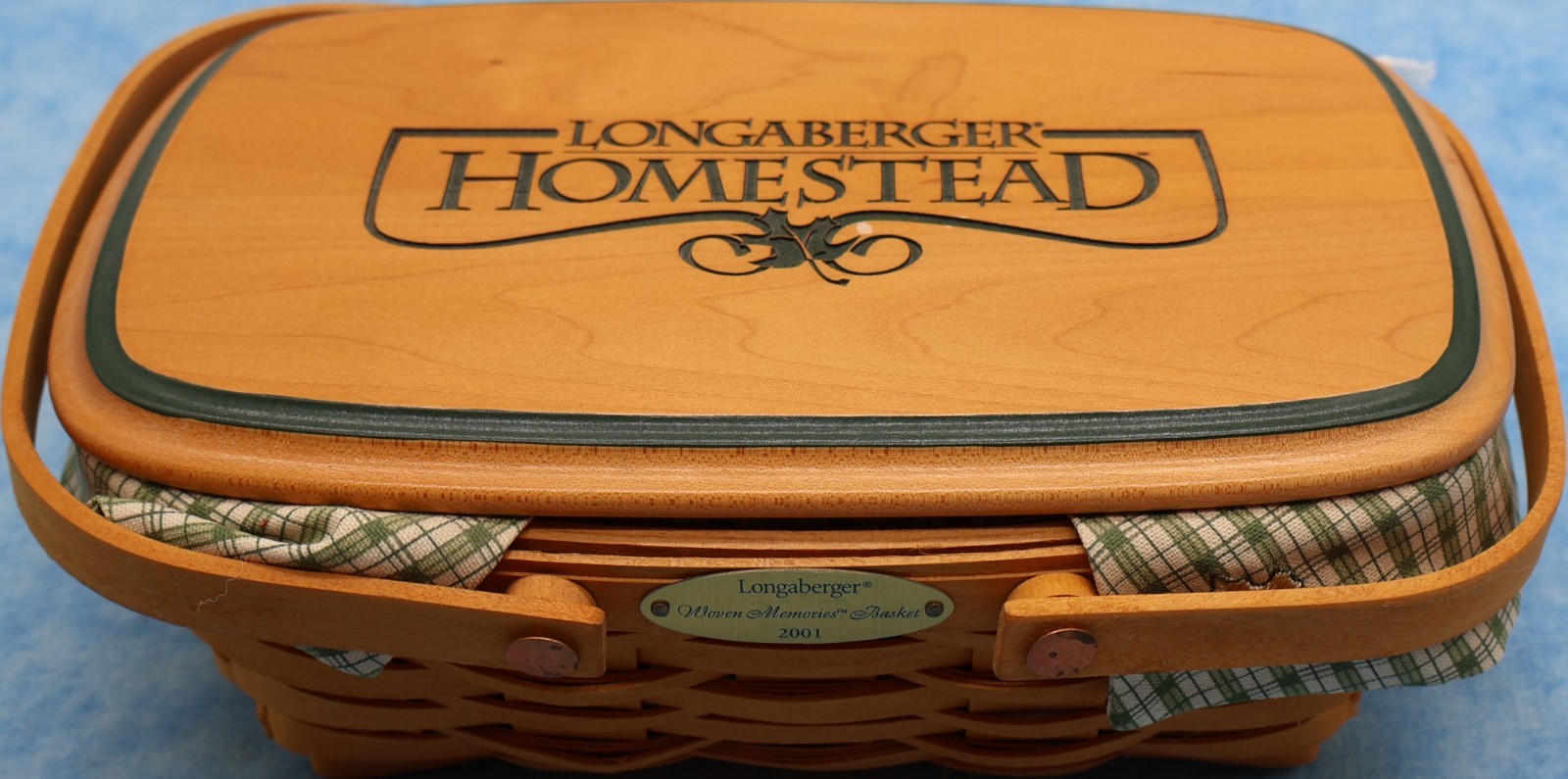 Longaberger 2001 Woven Memories Homestead Basket Lid Liner Protector Longaberger 2001 Woven Memories Homestead Basket Lid Liner Protector