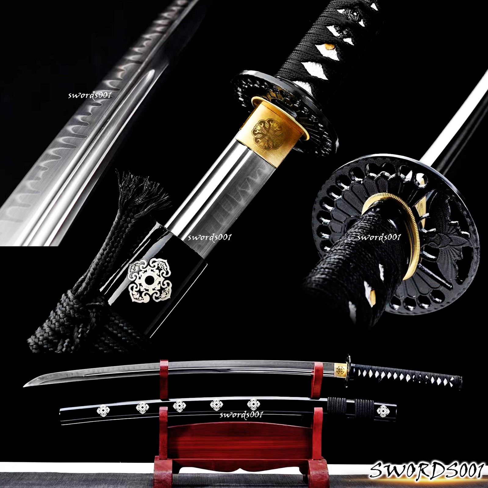Iron Tsuba Japanese Sword T10 Steel Clay Tempering Real Hamon Unokubitsukuri