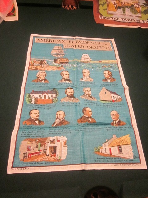 Vtg Northern Irish Linen Tea Towel: AMERICAN PRESIDENTS OF ULSTER DESCENT 20x30" Vtg Northern Irish Linen Tea Towel: AMERICAN PRESIDENTS OF ULSTER DESCENT 20x30"