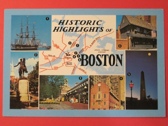 Historic Highlights of Boston Postcard - Boston, MASS.