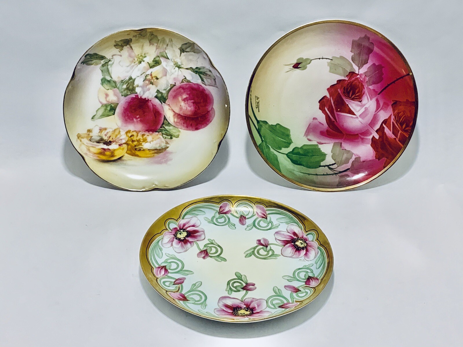 Marvelous Vintage Stouffer & Two Bavaria Fine Decorated Plate, Signed & Gold Rim
