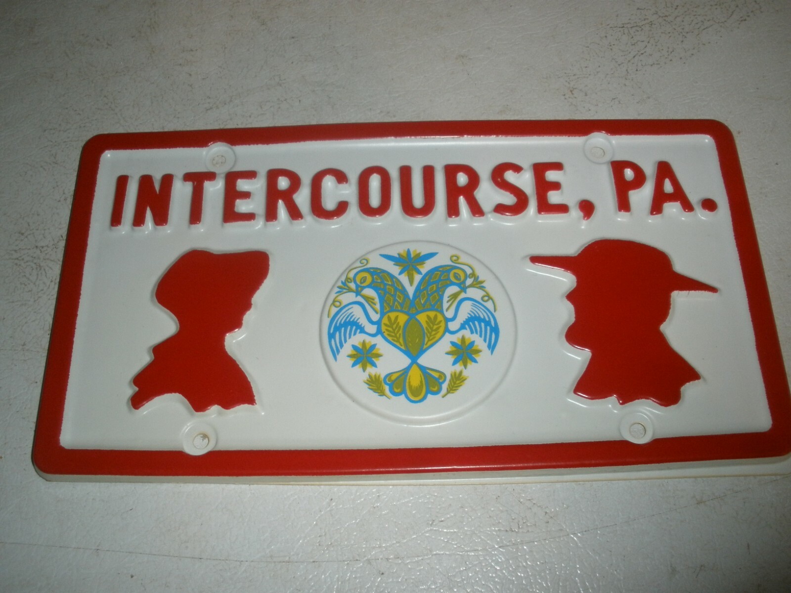 NEW Vintage Intercourse PA Hard Plastic License Plate