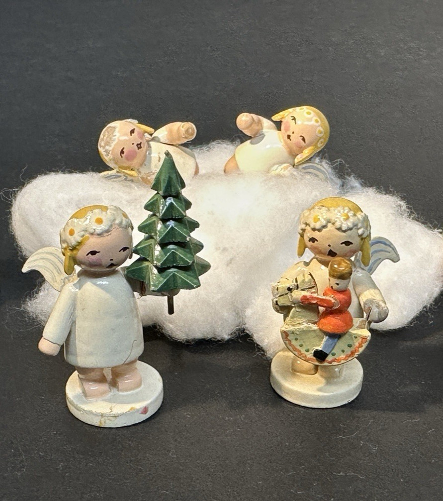 Vintage Wendt & Kühn Erzgebirge Margeritenengel Angels Lot of 4 Germany 1949-72 Vintage Wendt & Kühn Erzgebirge Margeritenengel Angels Lot of 4 Germany 1949-72