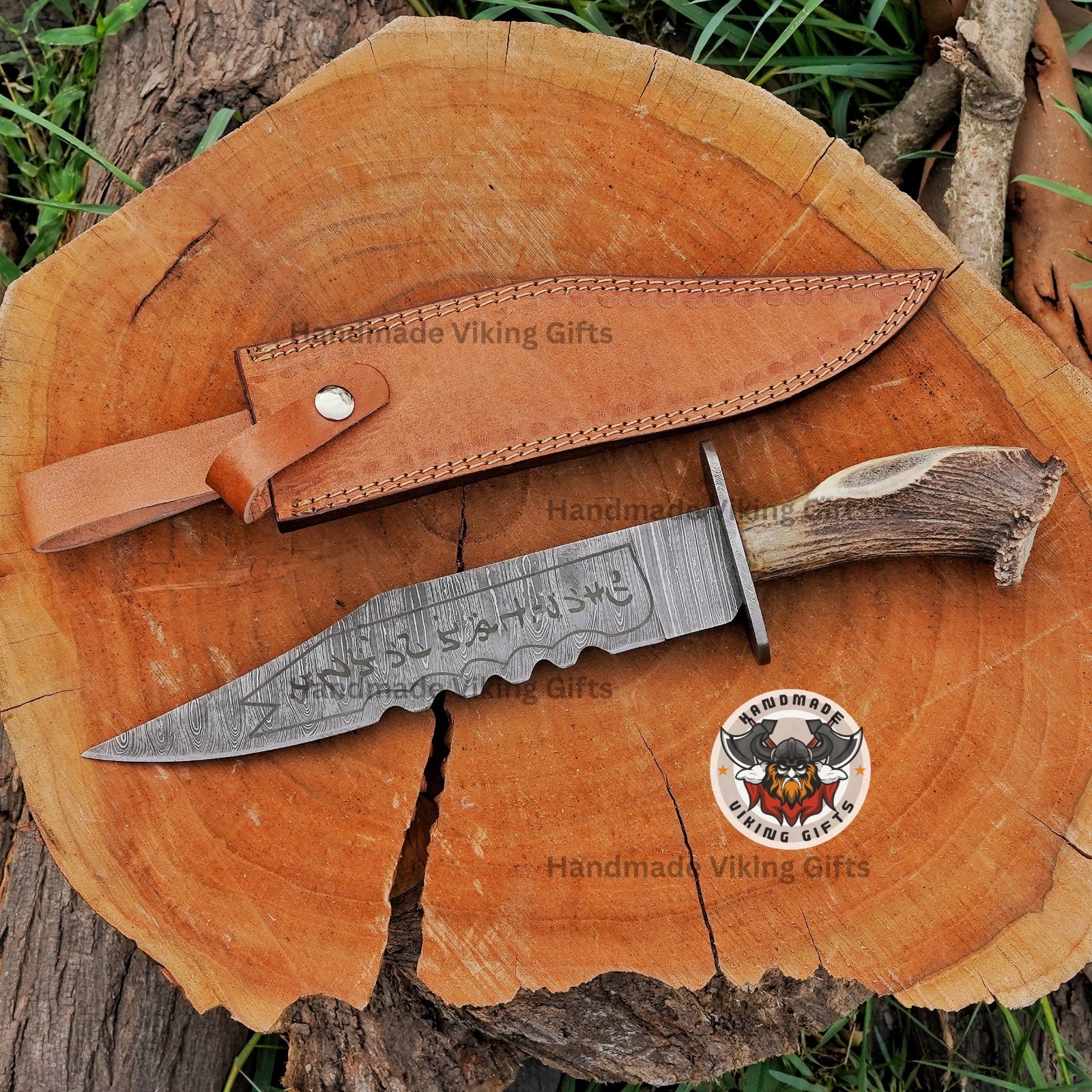 Supernatural Ruby Demon Knife Replica Damascus Steel Crown Antler Handle. Supernatural Ruby Demon Knife Replica Damascus Steel Crown Antler Handle.