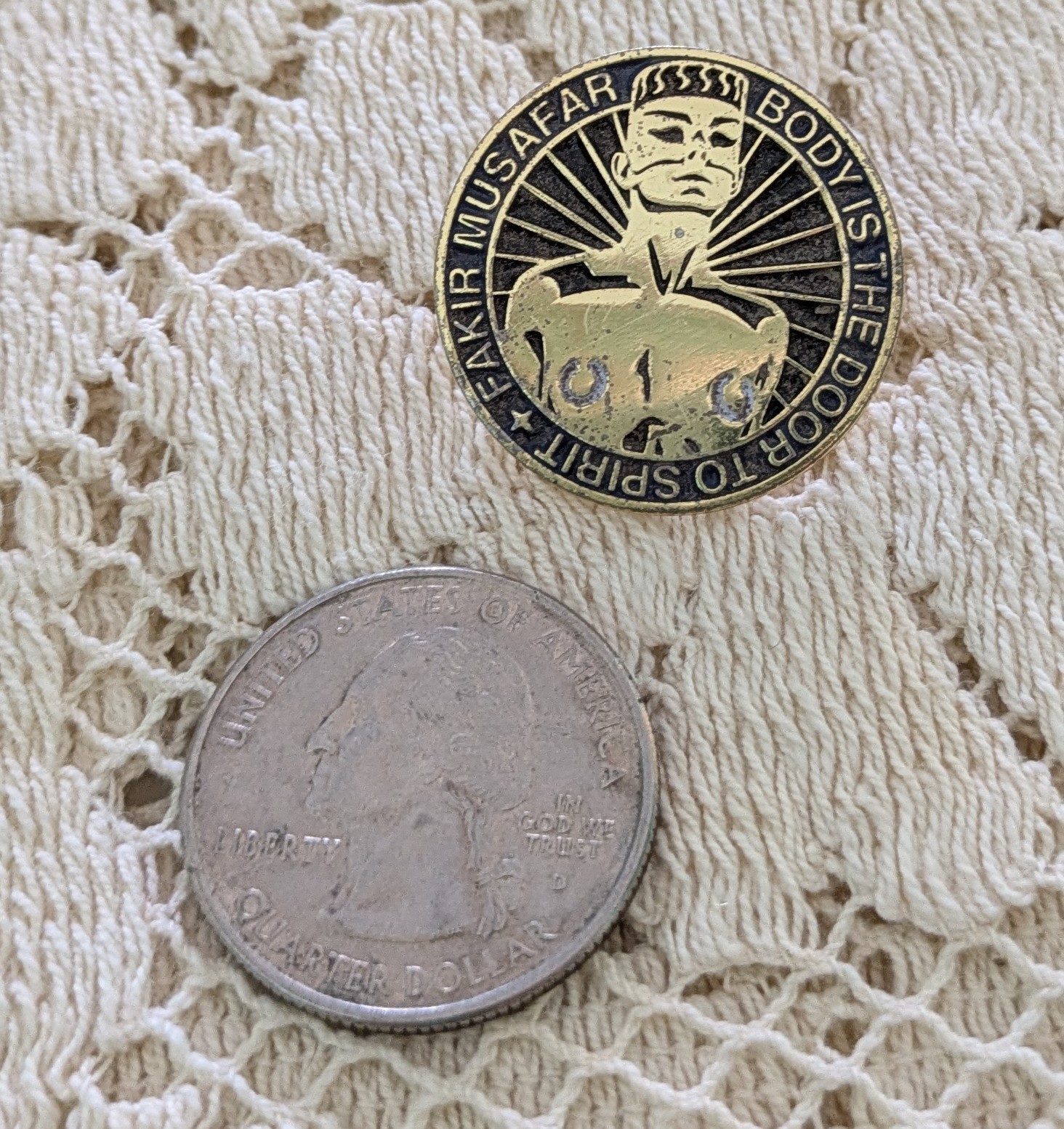 Rare Vintage Fakir Musafar Pinback Button Modern Primitive Body Piercing Mod Rare Vintage Fakir Musafar Pinback Button Modern Primitive Body Piercing Mod