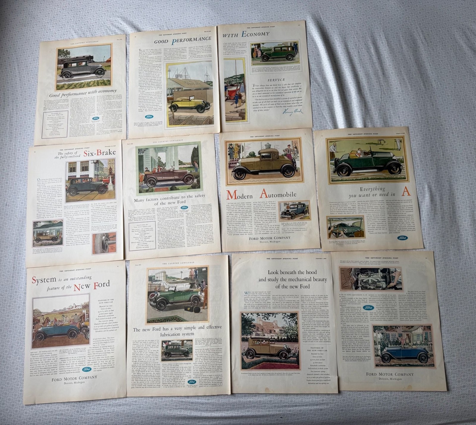 Vintage 1928 1929 Ford Model A Magazine Print Ad Lot 11 Pieces Car Art Decor Vintage 1928 1929 Ford Model A Magazine Print Ad Lot 11 Pieces Car Art Decor