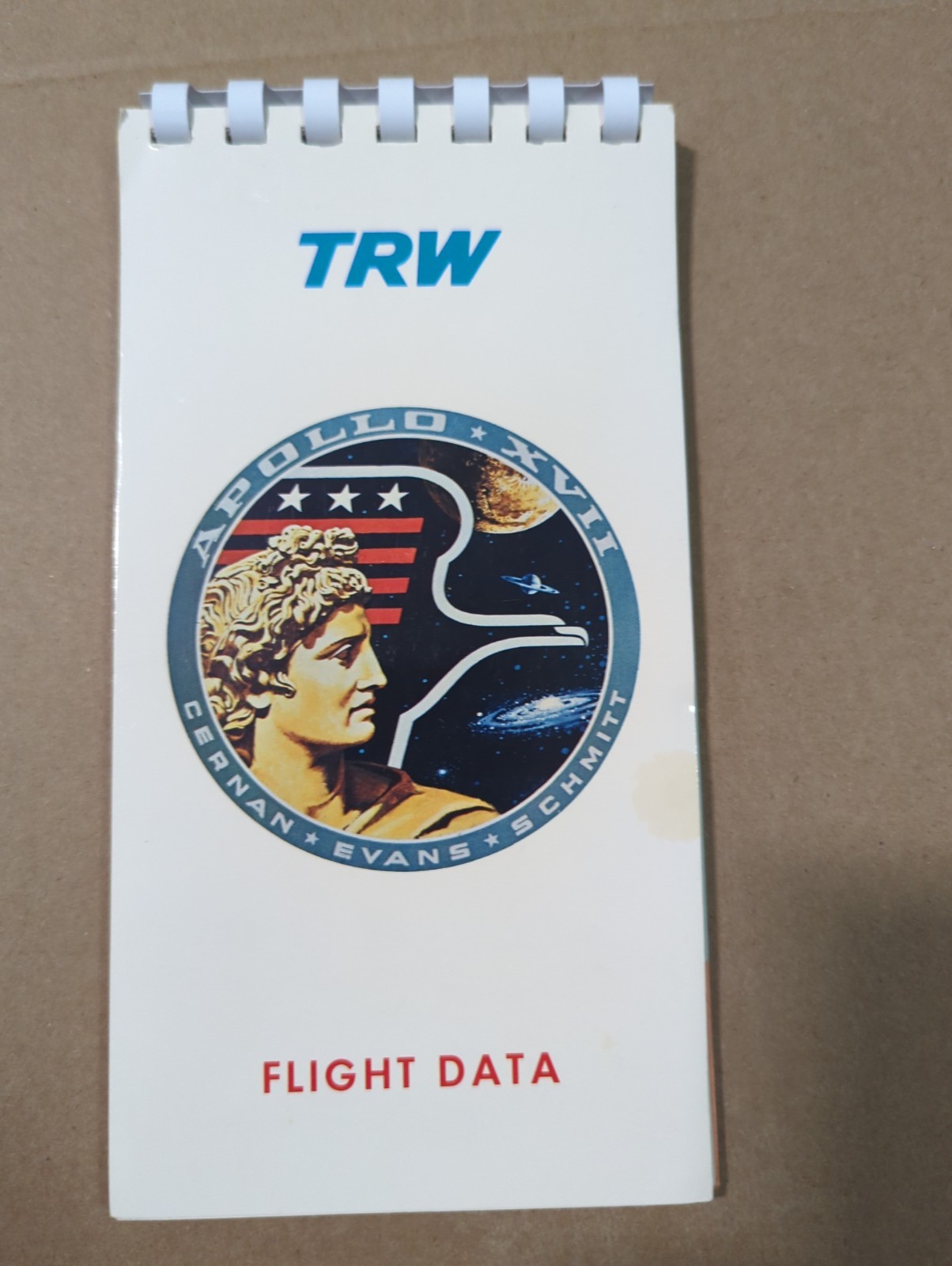 1972 TRW APOLLO 17 PRESS FLIGHT NOTE PAD - CERNAN - EVANS -SCHMITT 1972 TRW APOLLO 17 PRESS FLIGHT NOTE PAD - CERNAN - EVANS -SCHMITT
