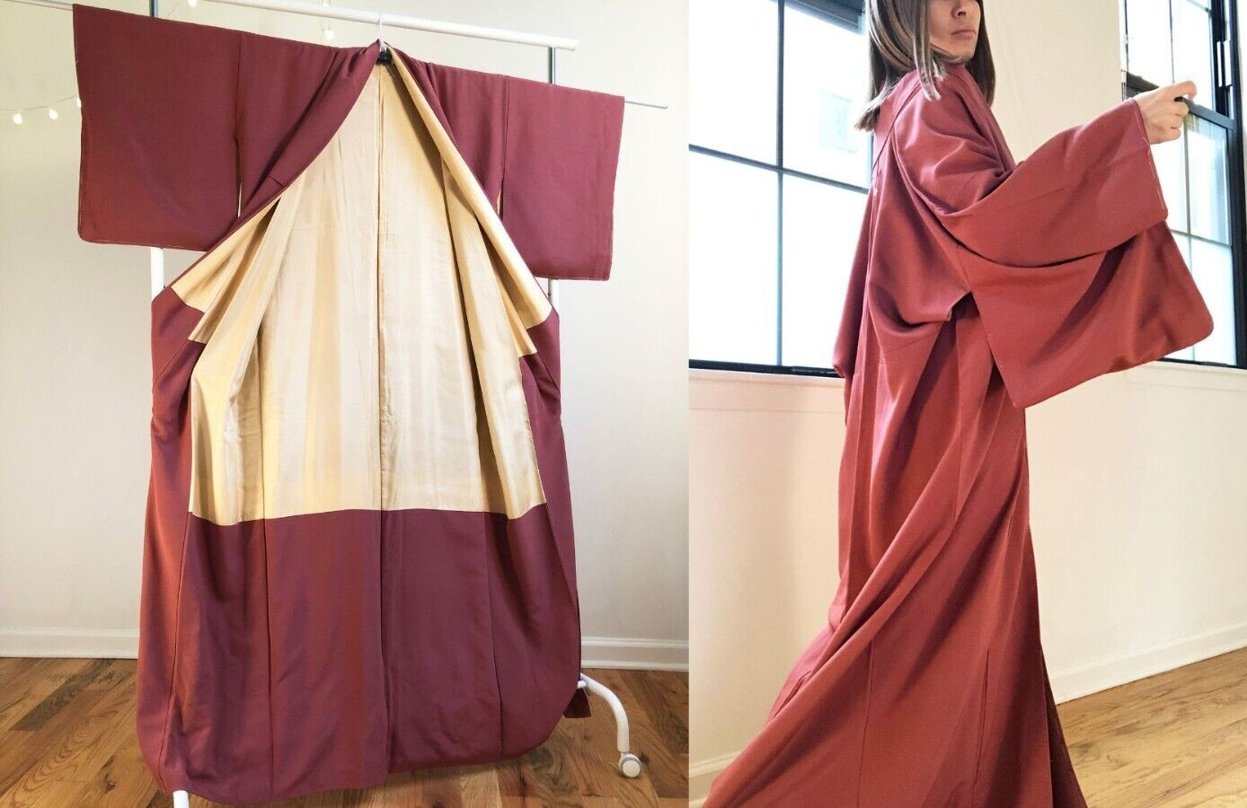 Vintage traditional authentic Japanese kimono, long silk kimono Vintage traditional authentic Japanese kimono, long silk kimono