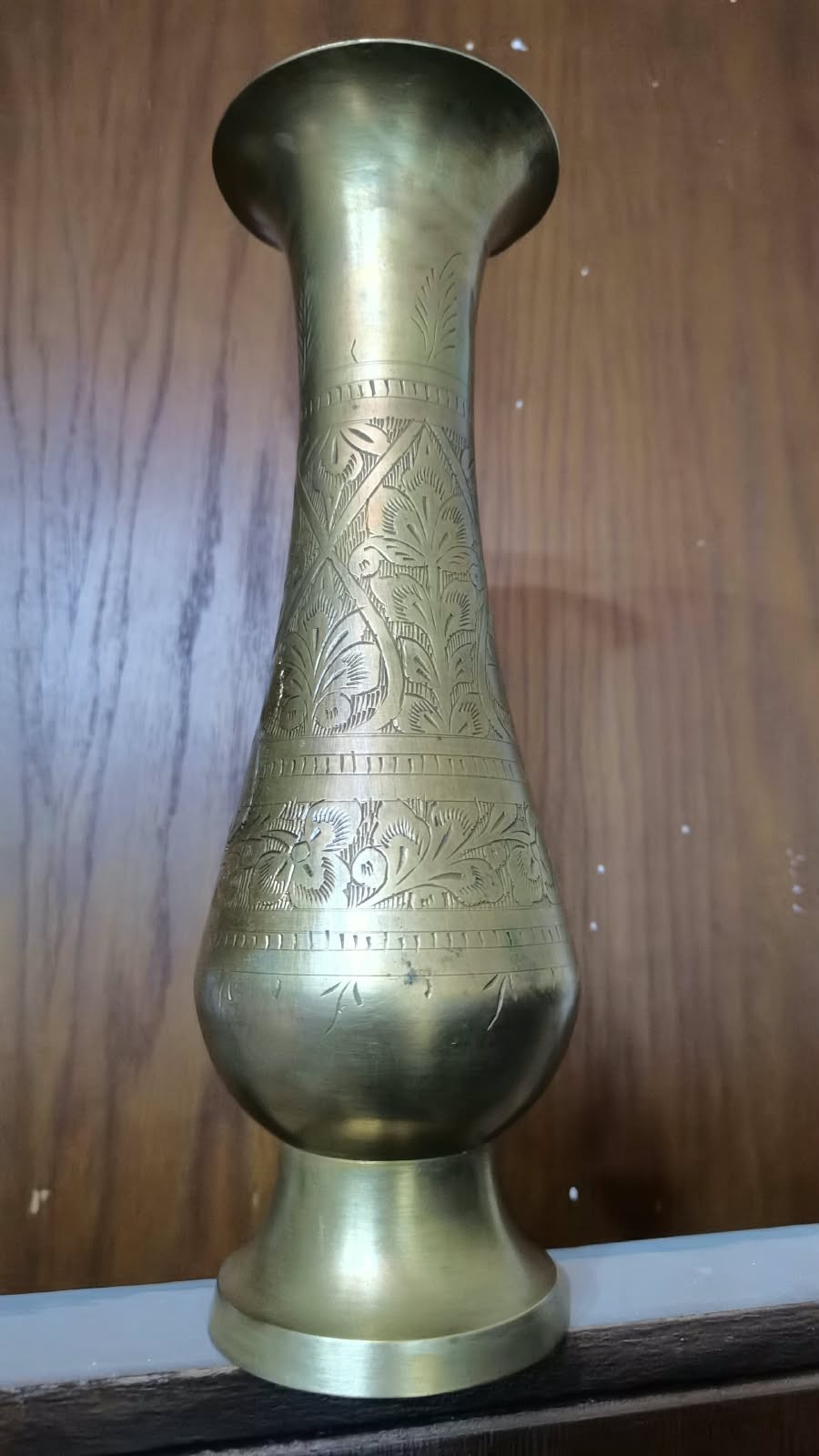 Vintage Handcrafted Etched Brass Vase Floral Art Decor Collectible As-Is 
